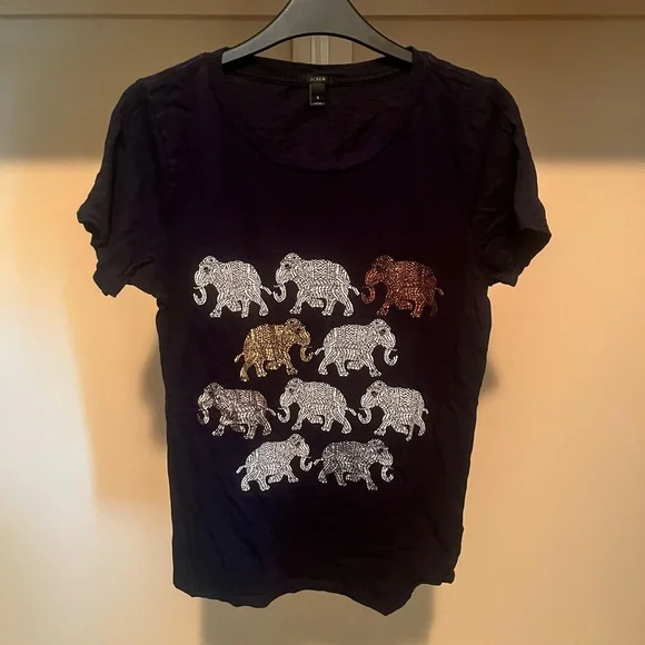 J. Crew Navy Tee with Elephant Design - Picture 1 of 4